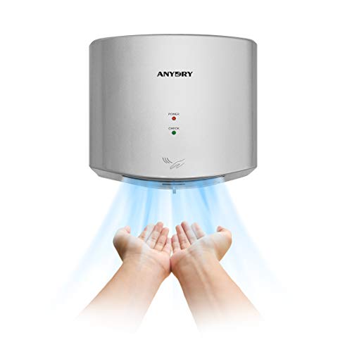 anydry 2630S Kompakter Händetrockner,Automatischer Elektrischer Händetrockner für Wandmontage,Für Gewerbliche oder Private Zwecke,Händetrockner für Toiletten.1400-1650W.(Silber) von anydry