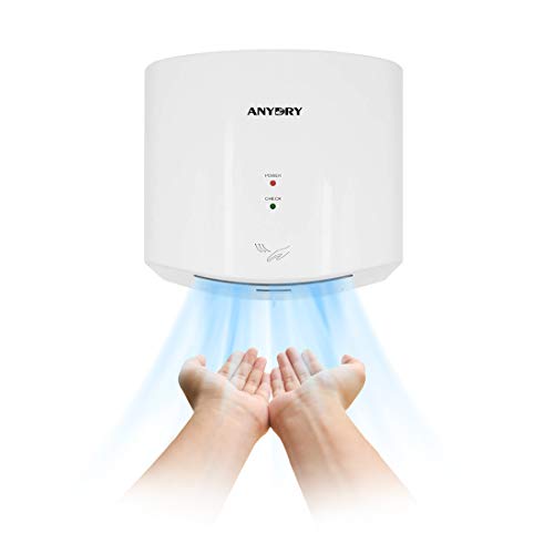 anydry 2630S Kompakter Händetrockner,Automatischer Elektrischer Händetrockner für Wandmontage,Für Gewerbliche oder Private Zwecke,Händetrockner für Toiletten.1400-1650W.(Weiß) von anydry
