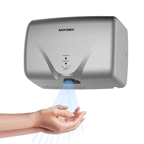 anydry 2803K Mini automatischer Händetrockner elektrisch Wandmontage,platzsparend,ABS,1350W. (Silber) von anydry