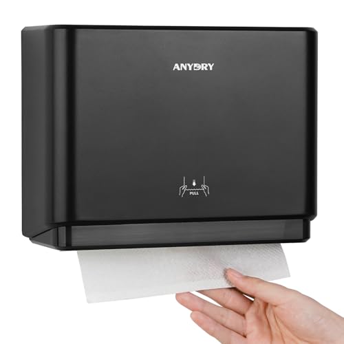 anydry 5101 Spender Hygienisch ABS Papierhandtuchspender Kommerziell für Falthandtücher An der Wand Montiert Schwarz von anydry