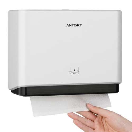 anydry 5101 Spender Hygienisch ABS Papierhandtuchspender Kommerziell für Falthandtücher An der Wand Montiert Weiß von anydry