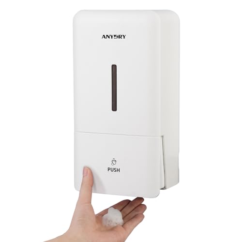 anydry 800ml Manueller Druckwand-Schaumseifenspender mit transparentem Fenster, Schaumgenerierungstechnologie, einfaches Nachfüllsystem für Haushalt & Gewerbe 1006F (Weiß) von anydry