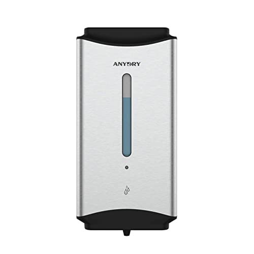 anydry AD1206 Kommerzielle Wandhalterung Automatischer Flüssigseifenspender Edelstahl-Finish 1100ml Großes Fassungsvermögen (Gebürsteter Edelstahl) von anydry