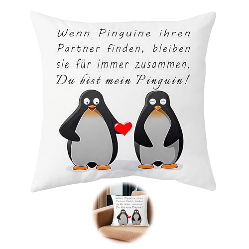 anyts Pärchen Geschenke für Partner Pinguin Geschenk Jahrestag für ihn sie Kissenbezug 45×45 cm, Geschenk Hochzeitstag Weihnachten Valentinstag Paar-Geschenke anyts Pärchen Geschenke für Partner Pinguin Geschenk Jahrestag für ihn sie Kissenbezug 45×45 cm, Geschenk Hochzeitstag Weihnachten Valentinstag Paar-Geschenke von anyts