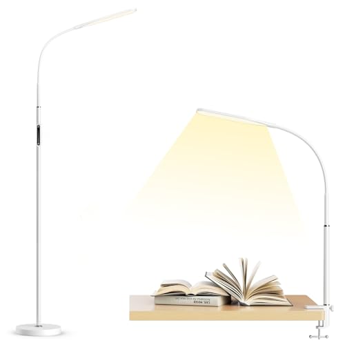 anyts Stehlampe Dimmbar LED Stehlampe Wohnzimmer Stehleuchte mit 3 Verwendungen als schreibtischlampe/stehlampe/klemmbar architektenlampe von anyts