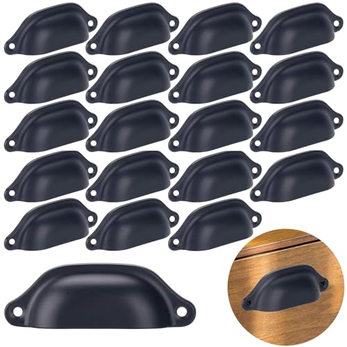 anyuan boy 20 Stück Vintage Muschelgriffe Schublade Eisen Griffe, Schwarzer Muschelgriff für Kabinett Schubladen Schrank Apothekerschrank von anyuan boy