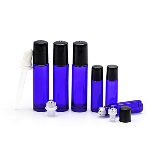 6 Stück Cobalt Blue Glass Roll Flaschen Für Duft ätherisches Öl Mit Extra Roller Bälle Und Plastik Transfer Pipetten von aoory