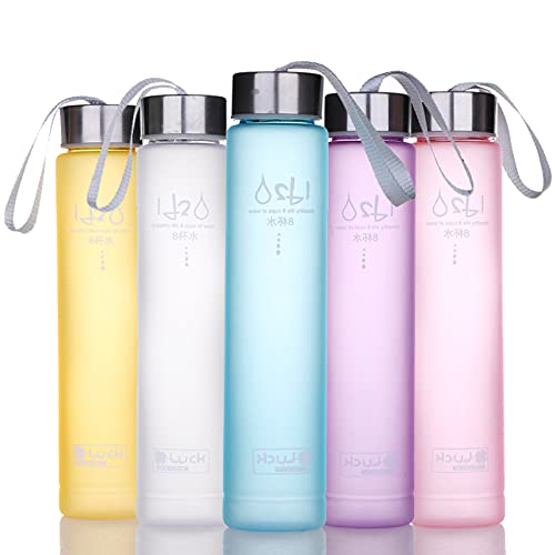 aoory Sport-Wasserflasche, BPA-frei, Kunststoff, breite Öffnung, schmal, mattiert, mit auslaufsicherem Deckel für Laufen, Fitnessstudio, Yoga, Outdoor, 280 ml, Blau von aoory