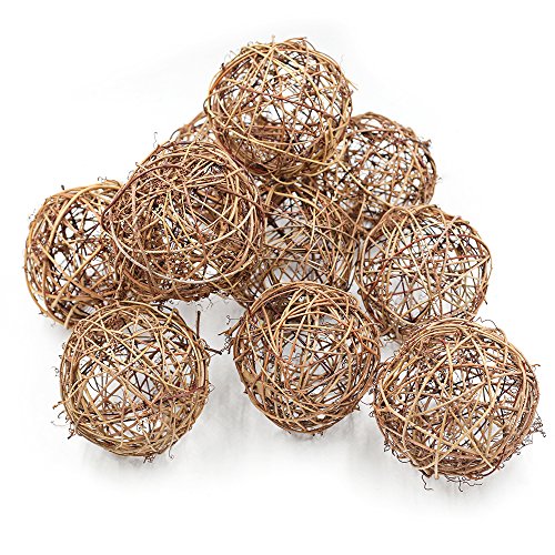 aoory Rattan-Kugeln, Dekoration, Zweig, Korbkugel, Vasenfüller für Ornamente, Hochzeit, Weihnachten, Party, Vogel, natürliche Farbe, 5 cm, 8 Stück von aoory