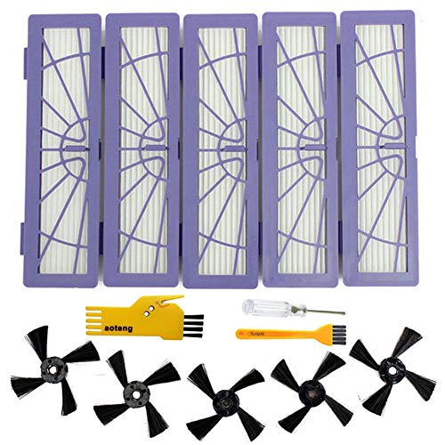 5 Stücke Seitenbürsten und 5 Stücke Hochleistungsfilter Ersatz Zubehör Kit für Neato Botvac Verbunden D Serie 70e 75 80 85 D75 D80 D85 D5 D3 von aotengou