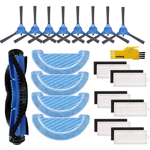 Ersatzteilzubehör für Cecotec Conga 1090 Roboter-Staubsauger Ersatzteilpackung mit 1 Hauptbürste & 6 Hepa-Filtern & 8 Seitenbürsten & 4 Mopptüchern von aotengou