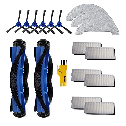 aotengou Ersatz-Zubehör-Set für Ultenic D5s D5s Pro D5s Pro+ D5 Roboter-Staubsauger 17 Packungen 2 Hauptbürsten & 6 Filter & 6 Seitenbürsten & 3 Wischtücher von aotengou