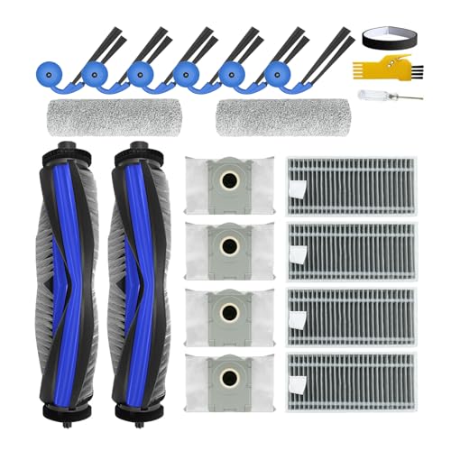aotengou X9 Pro Omni Zubehör für ECOVACS DEEBOT X9 Pro Omni / X9 Pro Roboterstaubsauger Ersatzteile 19 Packungen 2 Hauptbürsten, 4 Filter, 6 Seitenbürsten, 2 Walzenmopps, 4 Beutel, 1 Stoßleiste von aotengou