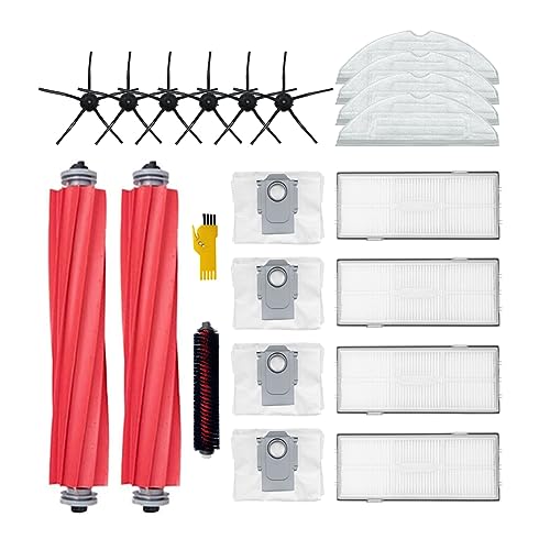 aotengou Zubehör für roborock S7 Pro Ultra S7 Max Ultra S7 MaxV Ultra Roboter Staubsauger Ersatzteile 20 Packungen 2 Hauptbürsten & 4 Filter & 6 Seitenbürsten & 4 Mop Tücher & 4 Staubbeutel von aotengou