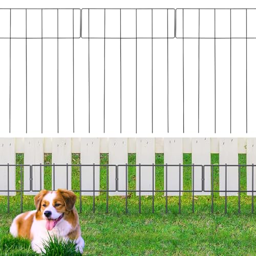 Aotuosa 10 Stück 43 x 33 cm Gartenzaun zum Stecken mit Verbindungsschnallen Metall Steckzaun Hundezaun Tierabsperrzaun Garten Zaun Dekorative Zaunelementen für Hunde Gitterzaun Set von aotusoa