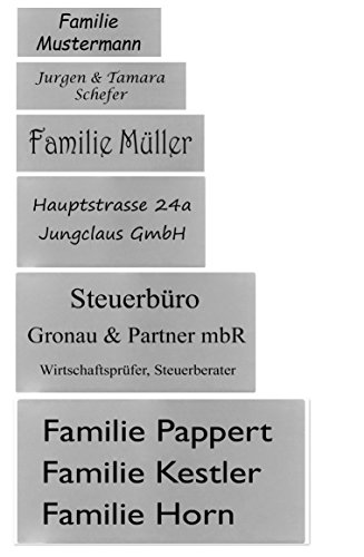 ID Briefkastenschild mit Gravur nach Wunsch Namensschild Türschild Edelstahl in 6 Größen (60x20 mm) von aplusashop