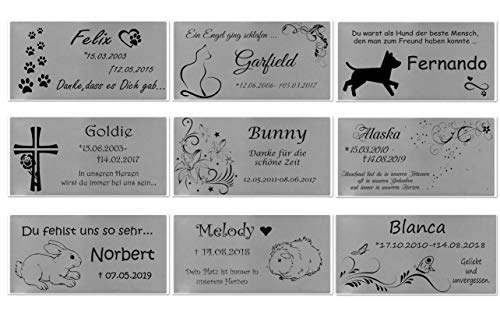 ID Grab-Schild mit Bildern und Gravur nach Wunsch Namensschild Edelstahl Tiere in 5 Größen (150x100mm) von aplusashop