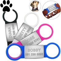 Id Dog Tag Hundemarke Edelstahl + Gravur Nach Wunsch & Silikonring Für Halsband von aplusashop2013
