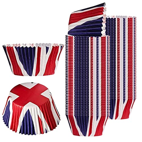 apofly 100 Stücke Union Jack Cupcake Förmchen Party Mini Backen Muffin Cupcake Förmchen König Charles III Krönungsdekorationen für König Charles die dritte Straßenparty von apofly