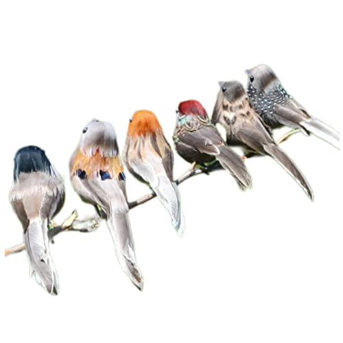 Künstliche Federvögel Farbenfrohe Clip Auf Gefälschten Schaumvögeln Gartenvogel -figuren Ornamentiert 6pcs, Clip Auf Schaumvögeln, Dekorative Vögel Figuren, Kleine Vogelfiguren von apofly