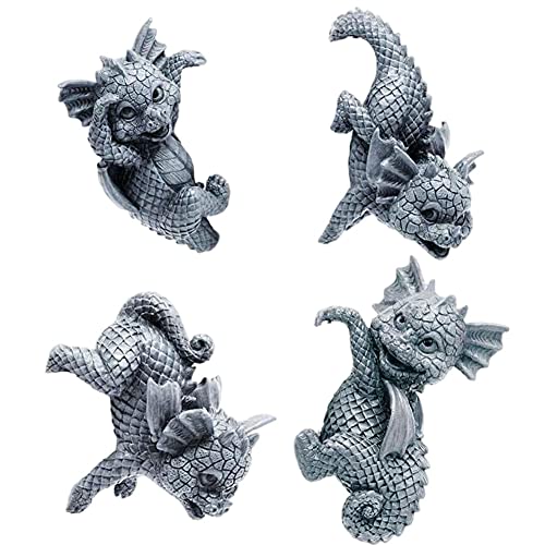 apofly Harz Dinosaurier Statue, Blumentopf Drachen Figuren Deko Hanging Cup Modell Drachen Statuen Garten Ornamente Tier Drachen Figuren Dekoration 4 Stücke von apofly