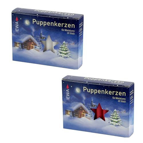 apog-Versand 2er Set Puppenkerzen, 40 Stück, rot und weiß, 10 x 65 mm, Zylindrisch, Unparfümiert, Kerze, Dekoration, Minimalistisch, Weihnachten von Majen