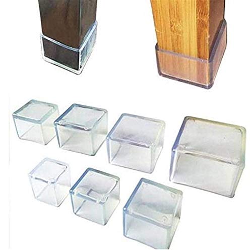 applemi Stuhlbeinkappen aus Silikon für Stuhlbeine, Möbeluntersetzer, Bodenschoner, quadratisch, 50 x 50 mm, 8 Stück, transparent von applemi