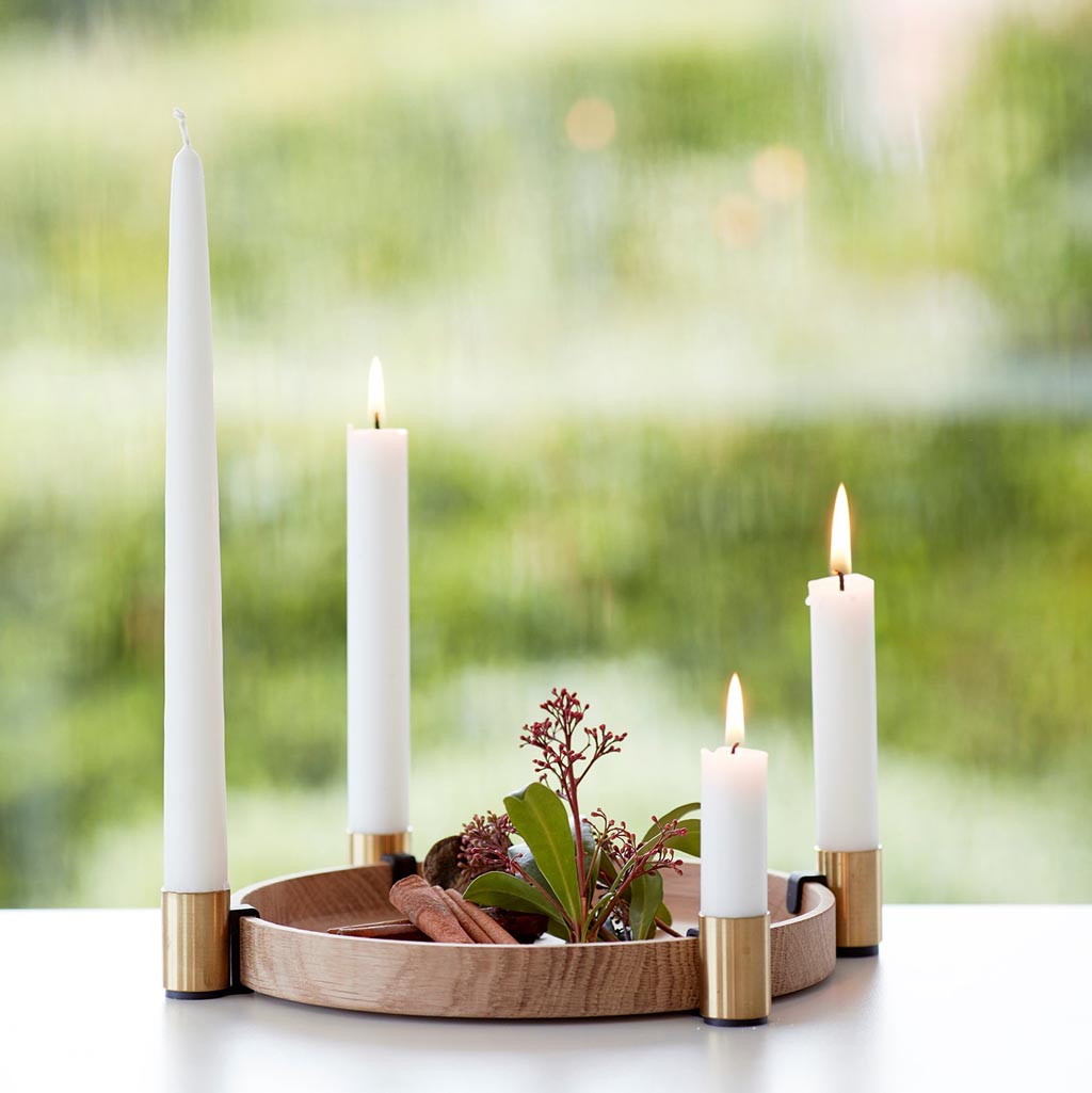 applicata - Luna - Deko Schale aus Holz mit 4 Kerzenhaltern aus Stahl von applicata