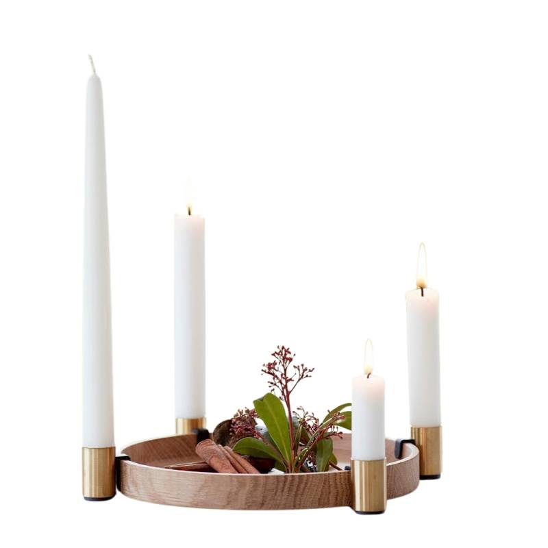 applicata - Luna - Deko Schale aus Holz mit 4 Kerzenhaltern aus Stahl von applicata