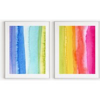 Regenbogen Aquarell Kunstdrucke, 2Er-Set Bunte Wandkunstdrucke, Helle Farbe Abstrakte Lebendige Wanddekoration, Große Wandkunst Regenbogen Aquarell Kunstdrucke, 2Er-Set Bunte Wandkunstdrucke, Helle Farbe Abstrakte Lebendige Wanddekoration, Große Wandkunst von aprilecreativeco