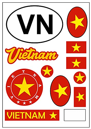 Vietnam Aufkleber Karte Stickerbogen - PKW Auto Motorrad Biker Flagge Fahne Tuning von aprom