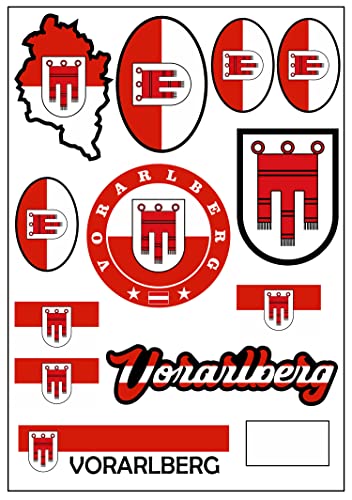 Vorarlberg Österreich Aufkleber Karte Stickerbogen - PKW Auto Fahne Tuning von aprom