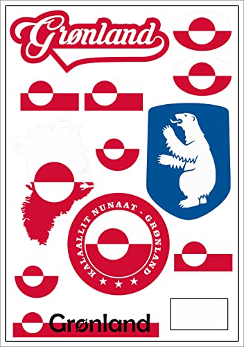 Grönland Aufkleber Karte Stickerbogen - PKW Auto Fahne von aprom