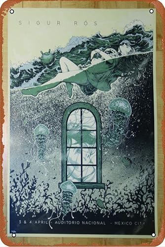 30,5 x 20,3 cm 2017 Sigur Ros – Mexiko-Stadt-Variante, Siebdruck-Konzert-Poster, Retro-Blechschild, Vintage-Schild für Café, Bar, Männerhöhle, Büro, Garage, Zuhause, Wanddekoration 30,5 x 20,3 cm 2017 Sigur Ros – Mexiko-Stadt-Variante, Siebdruck-Konzert-Poster, Retro-Blechschild, Vintage-Schild für Café, Bar, Männerhöhle, Büro, Garage, Zuhause, Wanddekoration von apular