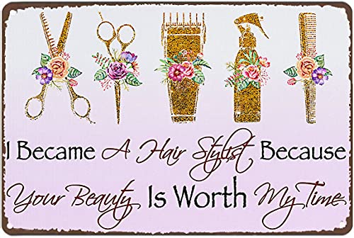 Metall-Blechschild im Retro-Stil, 20,3 x 30,5 cm – Blumen-Friseurwerkzeuge, Metallposter, "I Became A Hairstylist Because Your Beauty is Worth My Time", Haarstylisten-Wanddekoration Metall-Blechschild im Retro-Stil, 20,3 x 30,5 cm – Blumen-Friseurwerkzeuge, Metallposter, "I Became A Hairstylist Because Your Beauty is Worth My Time", Haarstylisten-Wanddekoration von apular