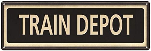 Schild mit Aufschrift "In Train Depot", 15,2 x 45,7 cm, Vintage-Dekor, Retro-Schilder, Wandkunst, Blechdekorationen, Plakette, Stadt, Eisenbahn, Zug, mattes Finish, Metall Schild mit Aufschrift "In Train Depot", 15,2 x 45,7 cm, Vintage-Dekor, Retro-Schilder, Wandkunst, Blechdekorationen, Plakette, Stadt, Eisenbahn, Zug, mattes Finish, Metall von apular