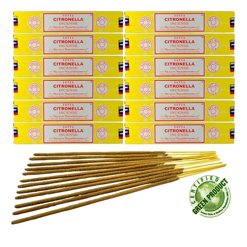 12x Räucherstäbchen Satya Verschiedene Düfte, 20cm | Insgesamt 120 Sticks (Citronella) von aqasha