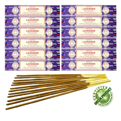 12x Räucherstäbchen Satya Verschiedene Düfte, 20cm | Insgesamt 120 Sticks (Lavendel) von aqasha