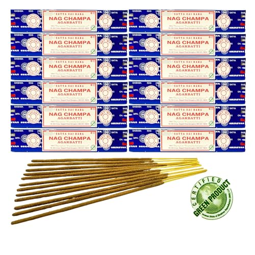 12x Räucherstäbchen Satya Verschiedene Düfte, 20cm | Insgesamt 120 Sticks (Nag Champa) von aqasha