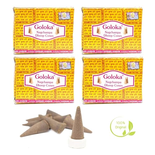 4X Räucherkegel Goloka Original | Verschiedene Düfte | Räucherwerk (Nag Champa) von aqasha