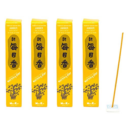 4X Räucherstäbchen Morning Star, Nippon Kodo Verschiedene Düfte | Japan | Insgesamt 200 Sticks (Amber) von aqasha