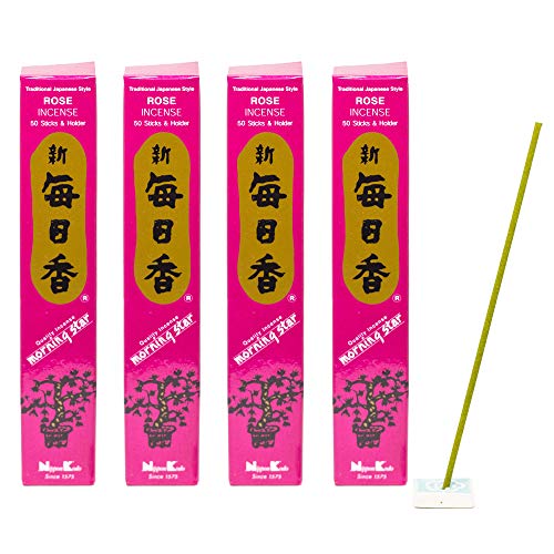 4X Räucherstäbchen Morning Star, Nippon Kodo Verschiedene Düfte | Japan | Insgesamt 200 Sticks (Rose) von aqasha