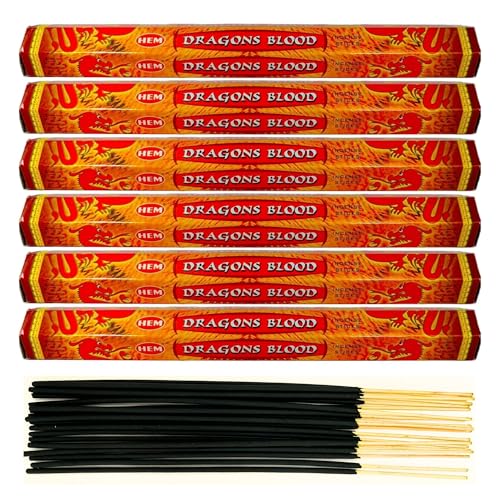 6X Räucherstäbchen Hem Verschiedene Düfte | Insgesamt 120 Sticks (Drachenblut) von aqasha