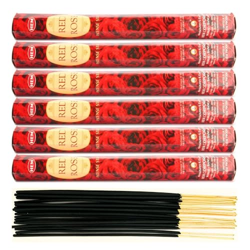 6X Räucherstäbchen Hem Verschiedene Düfte | Insgesamt 120 Sticks (Rote Rose) von aqasha