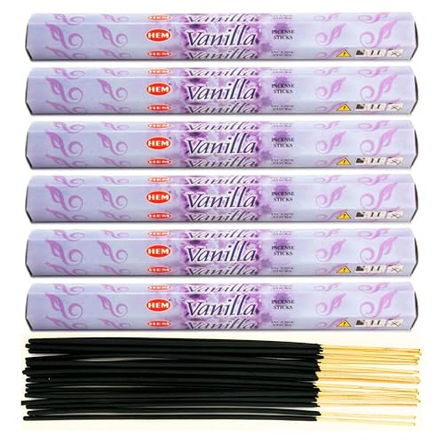 6X Räucherstäbchen Hem Verschiedene Düfte | Insgesamt 120 Sticks (Vanille) von aqasha
