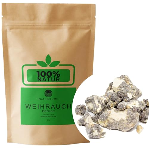 Premium Benzoe-Harz Weihrauch aus Java reines Räucherharz wirkt harmonisierend auf Geist und Seele 50g (muss zum Räuchern ggf. gemörsert Werden) von aqasha