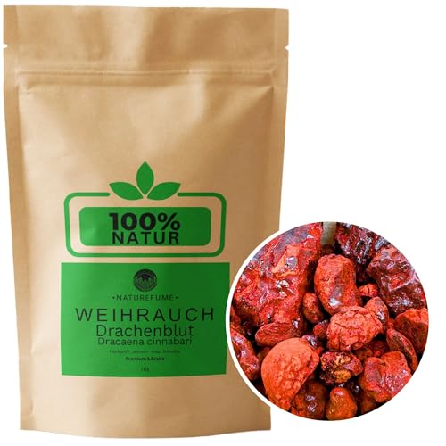 Premium Weihrauch Drachenblut von Insel Sokotra (Dracaena cinnabari) Räucherharz, grob (muss zum Räuchern ggf. gemörsert Werden) von aqasha