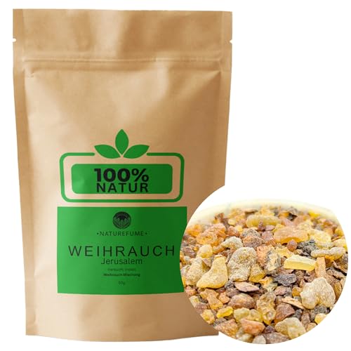 Premium Weihrauch Jerusalem zum Räuchern/Verbrennen, naturreines Harz 50g, grob gemahlen (muss zum Räuchern ggf. gemörsert Werden) von aqasha