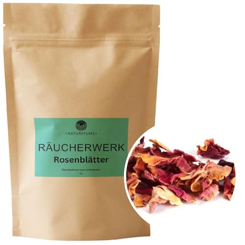 Premium Weihrauch Rosenblätter zum Räuchern/Verbrennen, naturreines Kraut 10g, getrocknet (ideal zum Räuchern) von aqasha