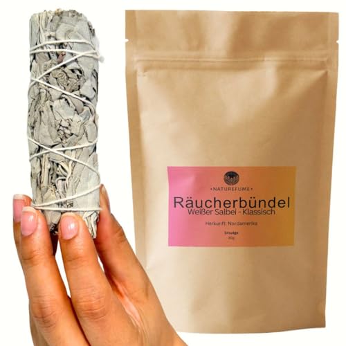 Räucherbündel | Smudge | Räucherwerk | Verschiedene Kräuter und Düfte (Weißer Salbei - 30g) von aqasha